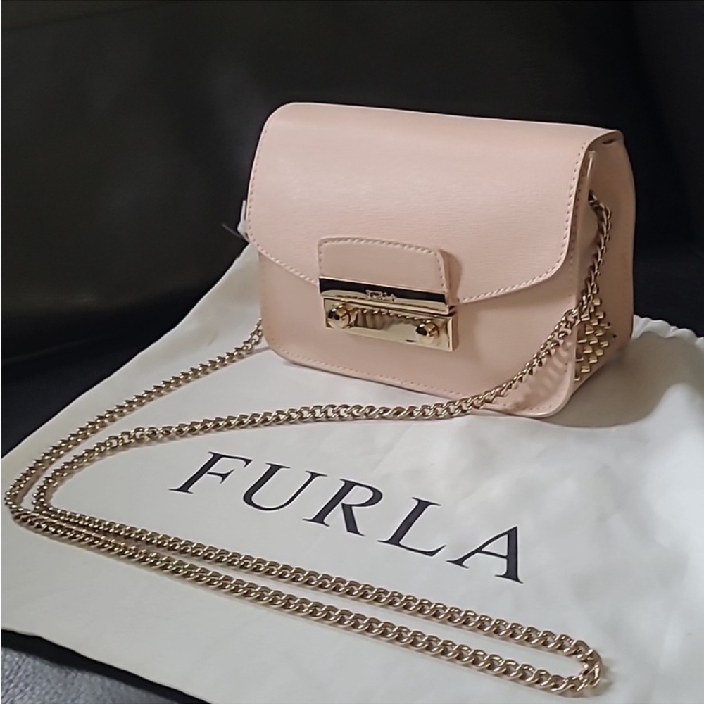 Furla Julia Pink Mini Leather Studded Crossbody Bag